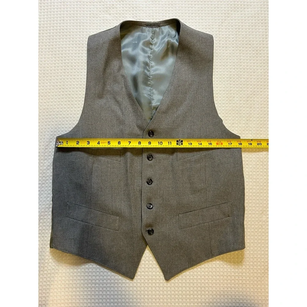 Lucasini Men's 2 Piece Suit Jacket- Worsted Wool - Sport Coat & Vest - Size: 44R